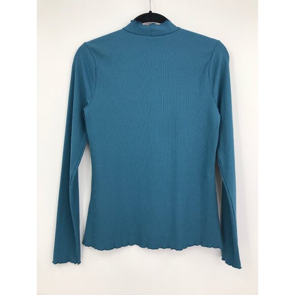 Modcloth Ribbed Mock Turtleneck Blue Medium - Picture 5 of 5